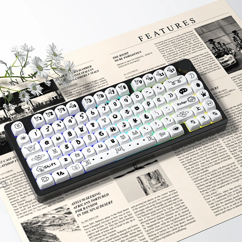 LEOBOG-teclas temáticas de Little Monster, teclas de sublimación térmica, perfil MOA, PBT130, para Rainy75, Lucky65, Hi75, Hi8, F75 - imagen 4