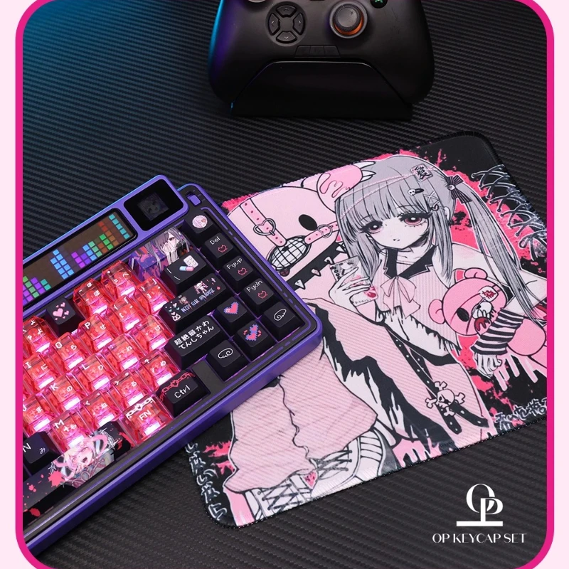 Juego de teclas con tema de ancla Girl, perfil de cereza de PC PBT, teclas originales hechas a mano personalizadas para teclado mecánico - imagen 4