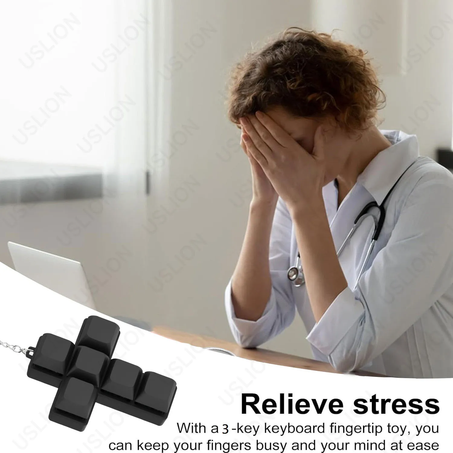 6 teclas en forma de cruz, botón de dedo, juguetes antiestrés, teclas de teclado mecánico, llavero calmante de descompresión para oficina - imagen 3