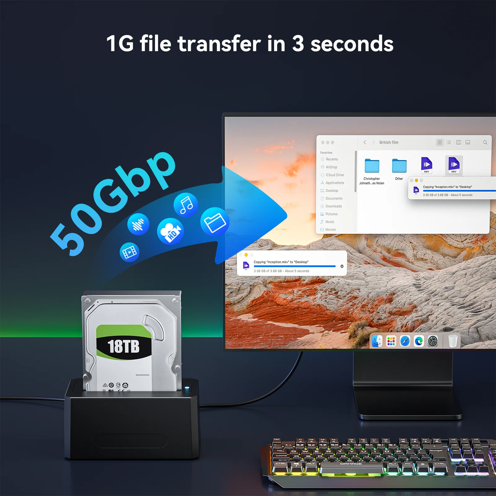 Estación de acoplamiento de disco duro Acasis SAS/SATA de 2,5/3,5 pulgadas, 5Gbps, con capacidad UASP de 24TB, lector de carcasa adaptador SATA a USB 3,0 - imagen 2