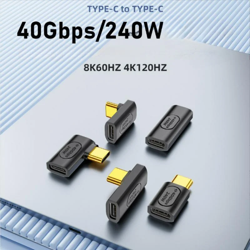  Adaptador extensor USB C de 240W, extensor macho a hembra tipo C de 90/180 grados, OTG, 40Gbps, convertidor adaptador de datos rápido, adaptador de carga