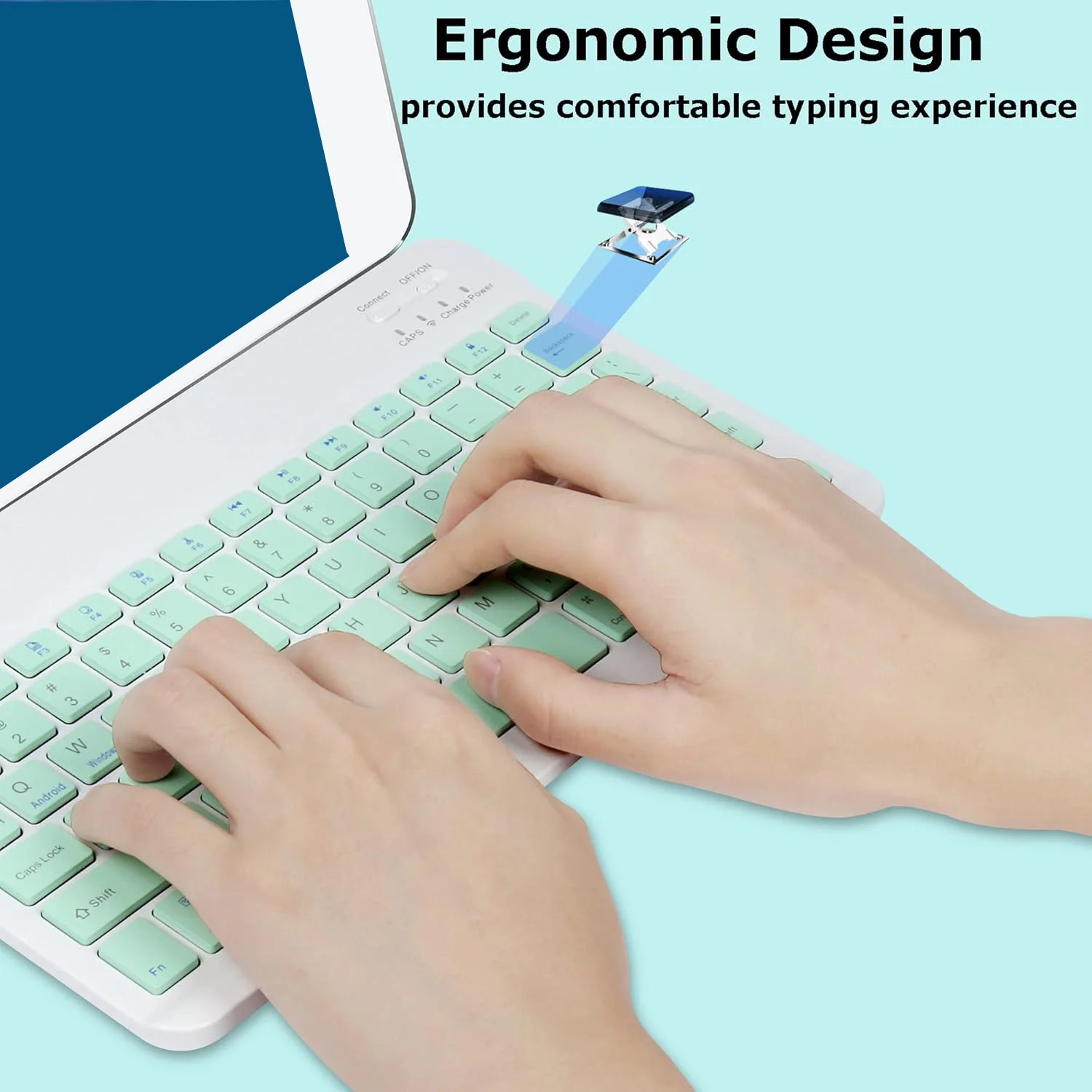 Teclado inalámbrico ultradelgado Mini teclado recargable compatible con Bluetooth de 78 teclas para Android IOS Windows para PC iPad Tablet - imagen 5