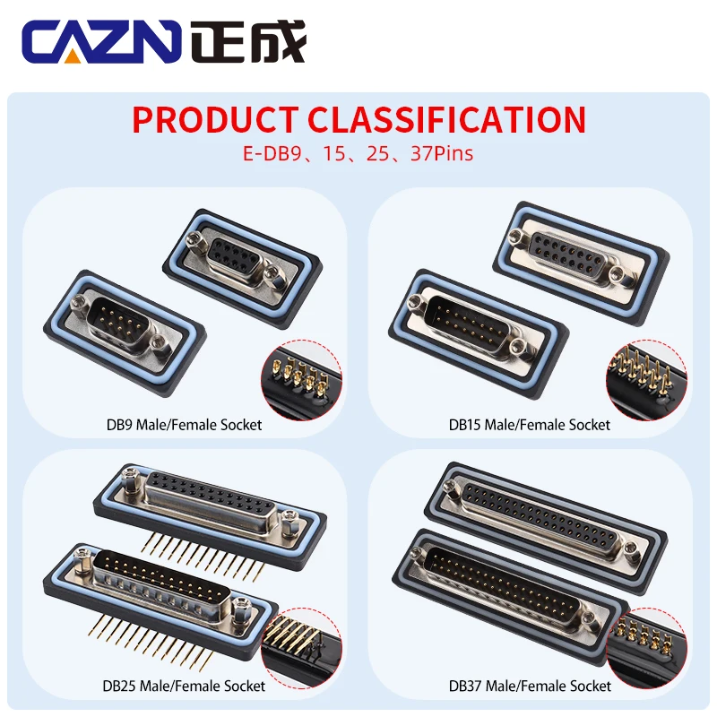 No. 1 carcasa EDB9 cable soldado impermeable macho hembra enchufe 9 pines conector de doble fila receptáculo para componentes electrónicos - imagen 5