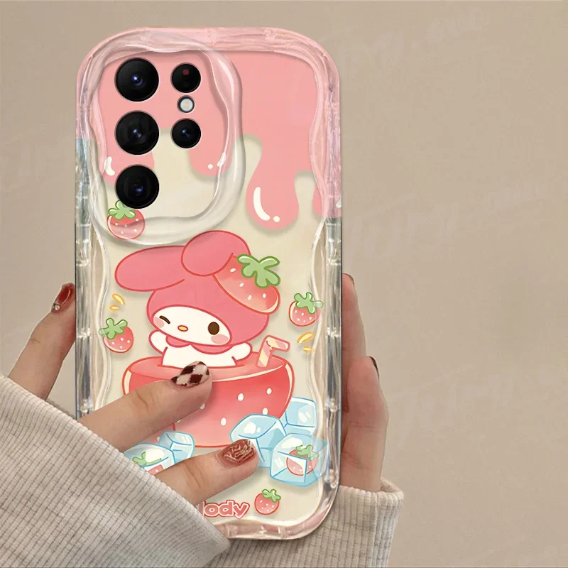 Sanrio Cinnamoroll Melody Fruit 3D Wave funda para Samsung Galaxy S24 Ultra S23 S22 Plus S21 S20 FE A25 A55 A35 5g funda de silicona - imagen 4
