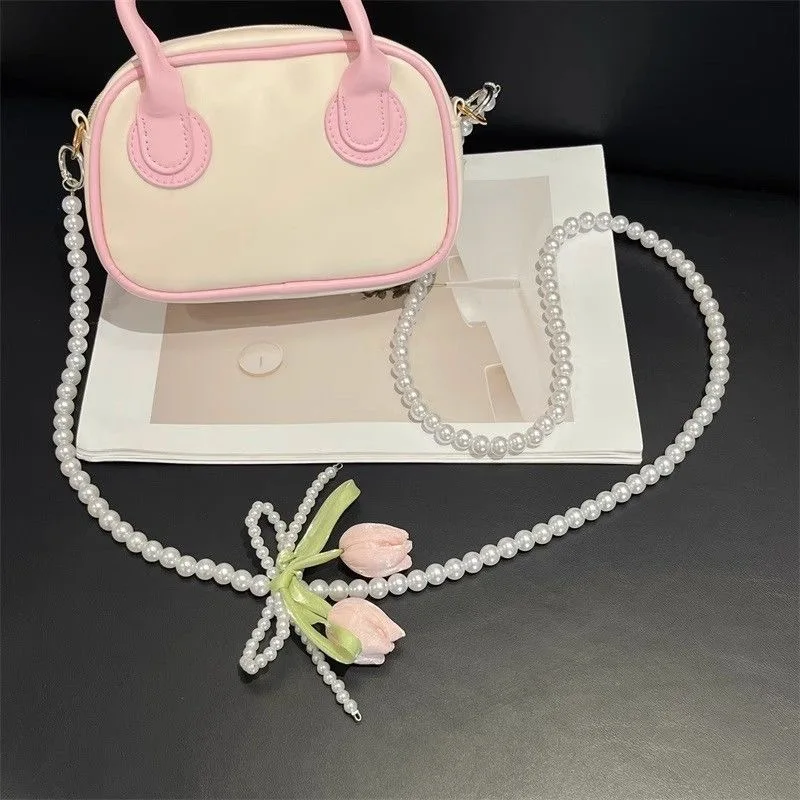 Cordón para teléfono con cuello largo y bandolera antipérdida, cadena extendida con lazo de perlas, Universal y elegante con Clip - imagen 3