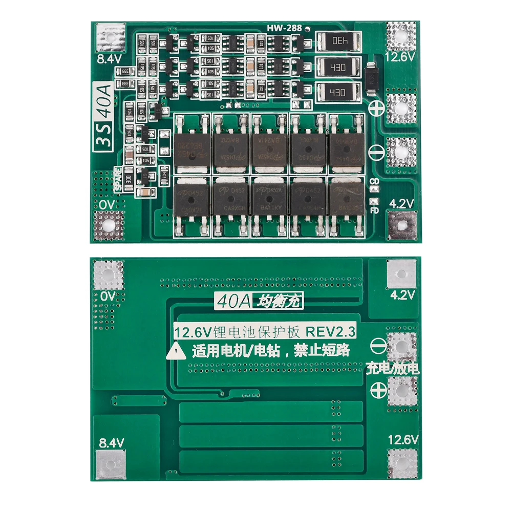 BMS 3S 12V 40A Junta de Protección de La Batería de Litio PCB Junta Módulo de Protección Del Cargador con el Balance de Carga de Recuperación Automática - imagen 4