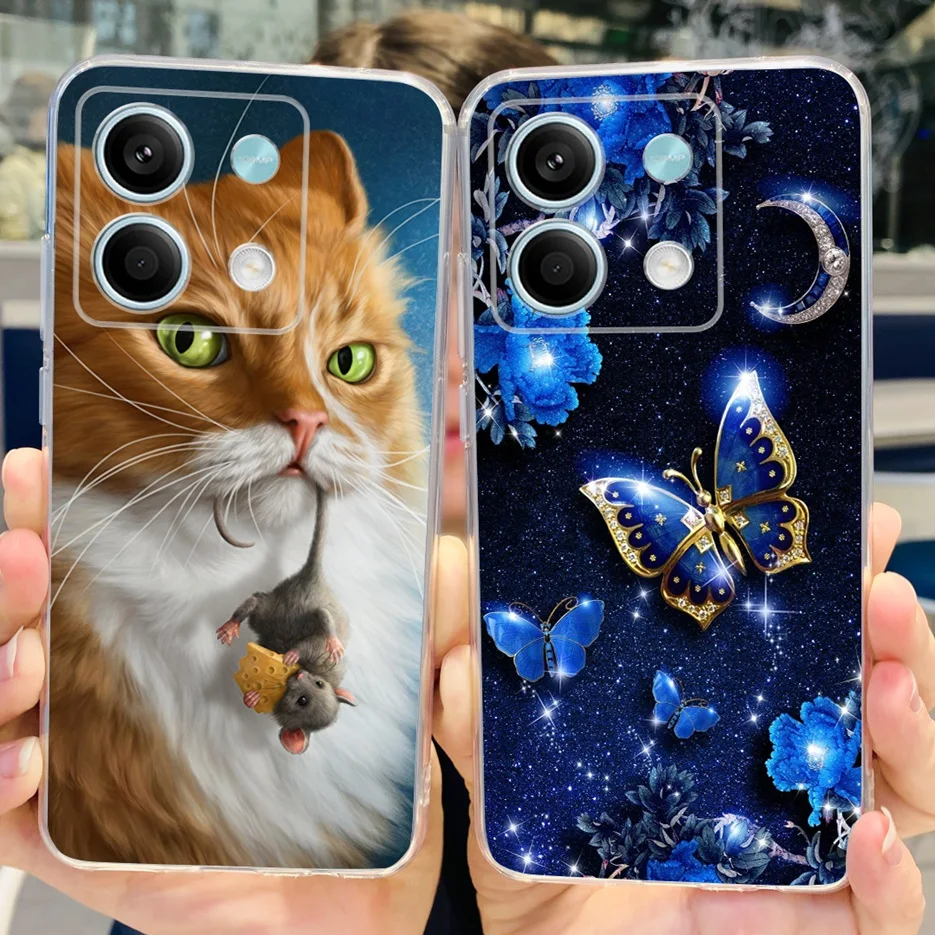 Para Xiaomi Redmi Note 13 4G funda bonita de gato mariposa funda de teléfono de silicona suave para Redmi Note 13 Pro Plus Note13 parachoques completo - imagen 5