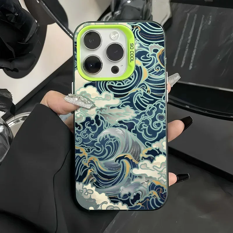 Funda de teléfono IMD electrochapada de ondas japonesas para Xiaomi Poco F6 X6 F5 X5 M6 Pro 4G Mi 13 12 11 Lite 5G NE 14T 13T 12T Pro - imagen 5