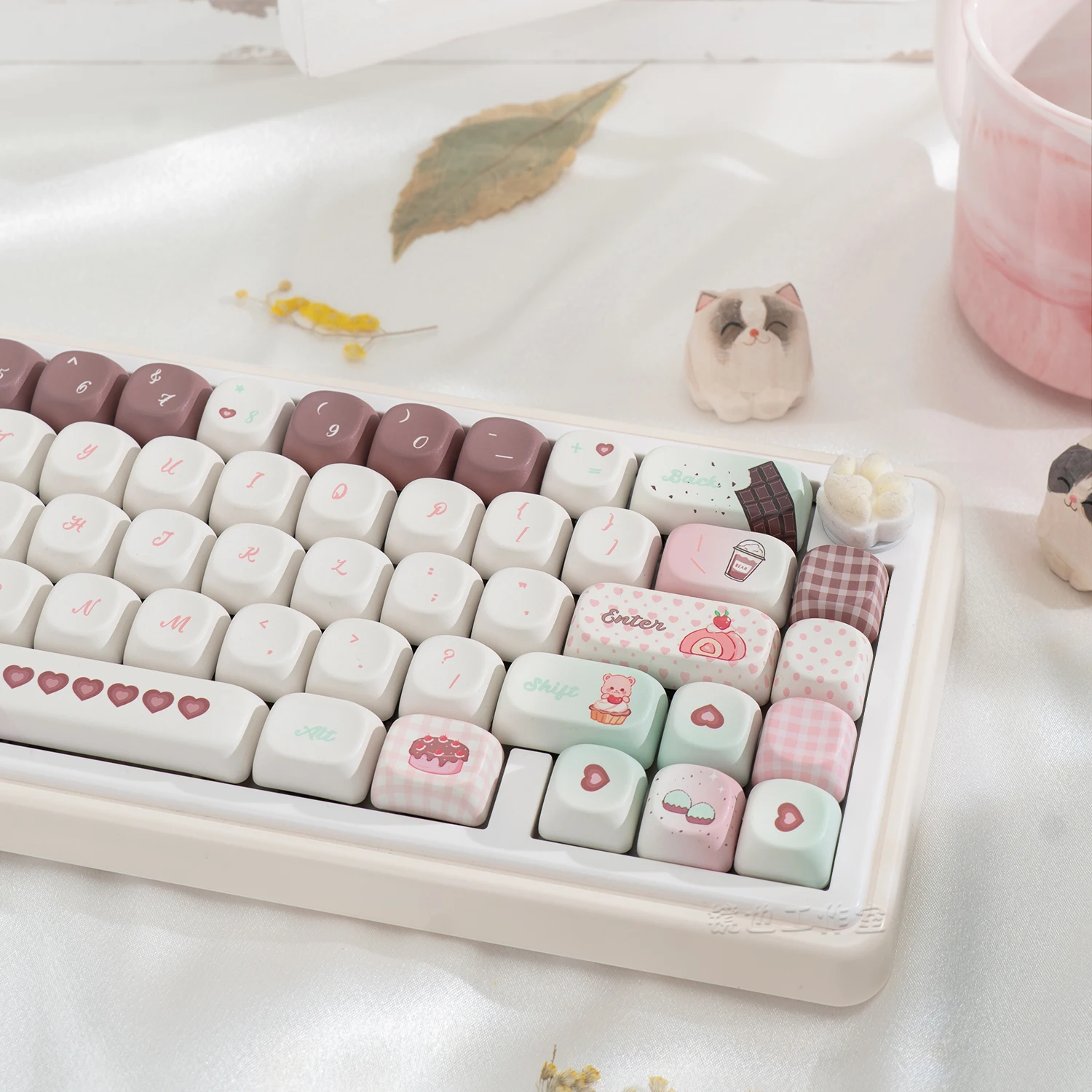 Teclas de Chocolate PBT con sublimación térmica MOA, bonitas teclas, 131 teclas, elemento de Donut de pastel personalizado, tapa de bola para teclado mecánico - imagen 5