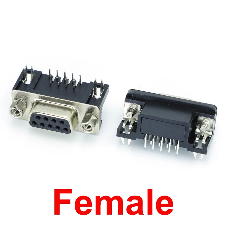 2-10 Uds DB9 hembra macho PCB montaje d-sub 9 pines PCB conector RS232 aguja doblada de 90 grados DR9 - imagen 5