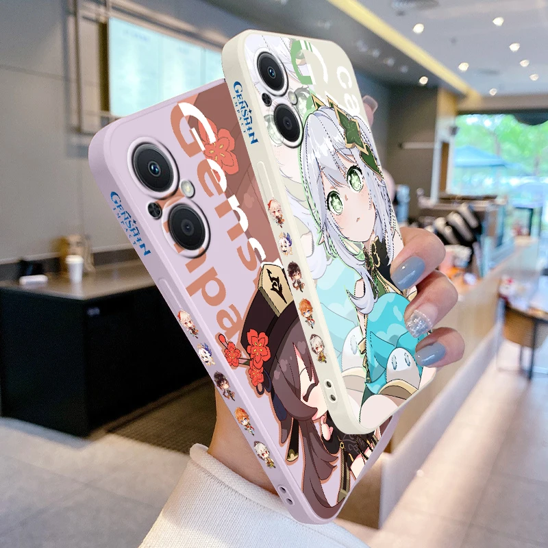 Funda de teléfono Genshin Impact Nahida HUTAO para OPPO Find X5 X3 X2 Lite Pro Neo A5 A53 A94 4G 5G Liquid Left Rope Soft Cover - imagen 2