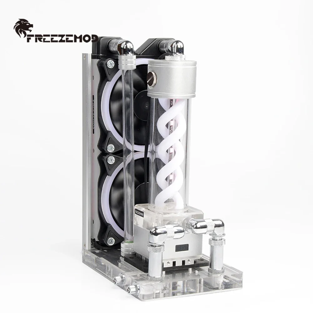FREEZEMOD-Kit de refrigeración por agua todo en uno para ordenador portátil, Enfriador de líquido de tubo duro con VA, LCD, temperatura, PC, Heasink BJTZ