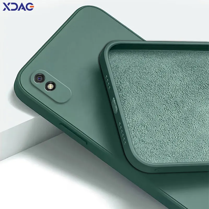 Funda trasera de silicona líquida cuadrada de lujo para Xiaomi Redmi 9, 9A, 9i, Sport Prime, funda protectora suave para cámara, fundas para teléfono Redmi9 - imagen 2
