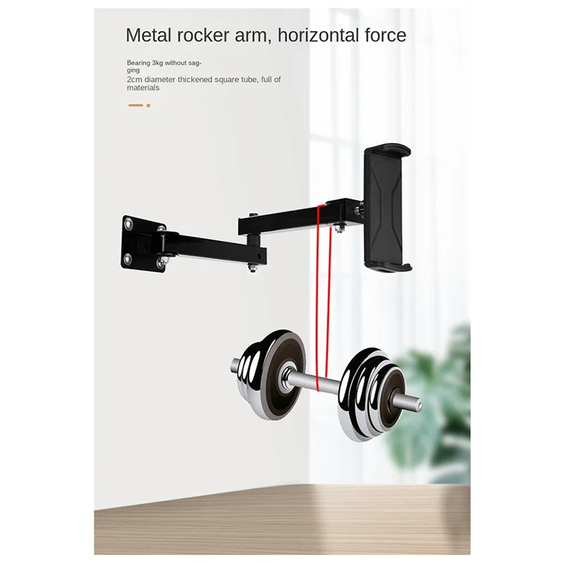 GW-Soporte para tableta con montaje en pared, soporte para teléfono móvil elástico de brazo largo ajustable para 4-13 pulgadas - imagen 5