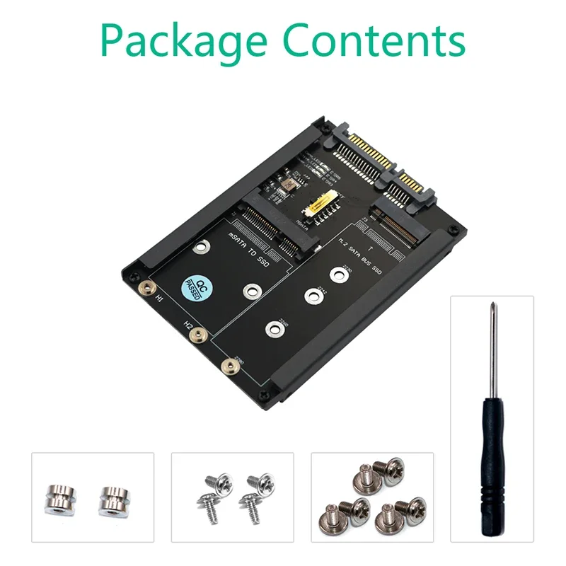 Tarjeta adaptadora de 6Gbps B + M Key M.2 NGFF SSD a 2,5 "SATA 3,0 carcasa de Metal mSATA SSD con mSATA M2 a SATA placa elevadora enchufe - imagen 5