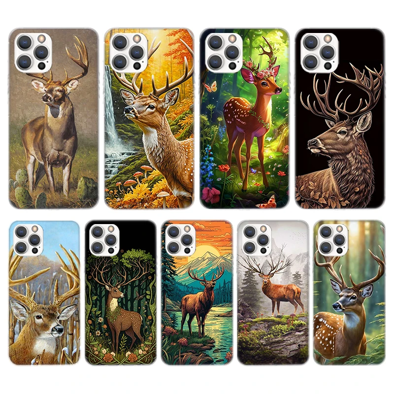 Funda de teléfono de silicona de camuflaje de caza de ciervos para iPhone 17 16E 15 Pro Max 14 Plus 11 13 Mini 12 7 8 SE Air 17Pro Cover Shell 17 16 16