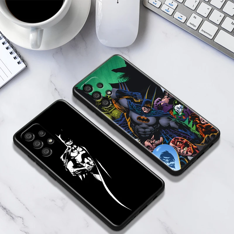 Superhéroe negro Batman para Samsung A55 A35 A25 A15 A14 A73 A53 A13 A05S A03S A02S A71 A52 A32 funda de teléfono suave negra - imagen 3