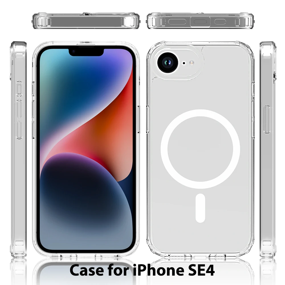 Funda transparente para iPhone 16e 16 E 15 Pro Max 14 Plus 13 Mini 12 11 X XS XR SE 2022 2020 8 Magsafe Mag accesorios de cubierta de teléfono seguro - imagen 3