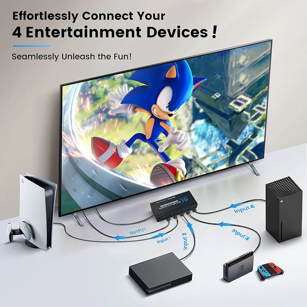 Conmutador HDMI 7 Entradas 4K 60Hz HDR – Mando a Distancia para PS5 Xbox Switch - imagen 2