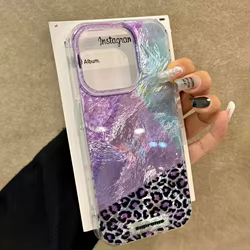 Funda de teléfono con estampado de leopardo púrpura para mujer, funda para iphone 16 15 14 7 8 Plus 13 11 12 Pro Max X XS XR SE 2022 2020 16e