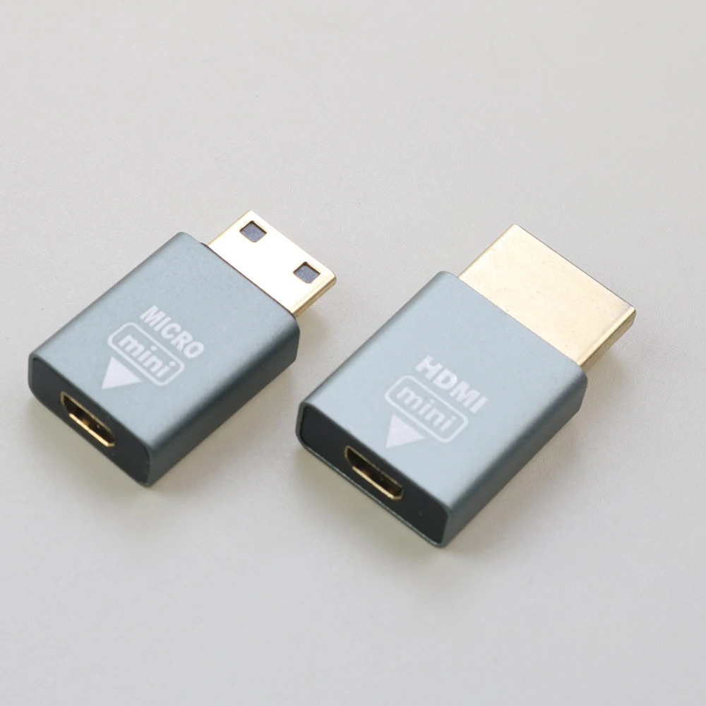 Adaptador Micro compatible con HDMI hembra a Mini macho, convertidor de conector HD, 4K @ 60hz, para Monitor, portátil, proyector