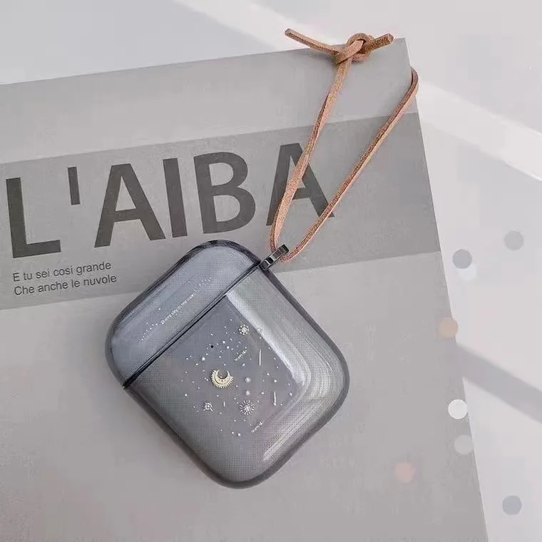 Fundas para auriculares con diseño de estrella y luna para Apple AirPods 1/ 2/ 3/ Pro, funda protectora, accesorios para auriculares, caja protectora, 1 ud. - imagen 4