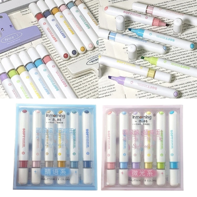 Resaltador de secado rápido Pastel, Resaltador de diario suave, Resaltadores en colores pastel, Marcador en colores pastel de en - imagen 2