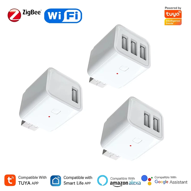 Adaptador USB inteligente Tuya de 1/2/3 entradas, WiFi, enchufe Zigbee, interruptor de Control de sincronización, 5V, Mini controlador DIY, funciona con Alexa y Google Home