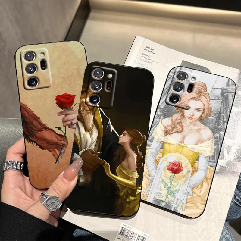 Funda de teléfono de La Bella y La Bestia para Samsung Note 20, 10 Ultra Plus, A31, A14, A12, A70, A34, A25, A04, A05, A15, A24, 5G, color negro