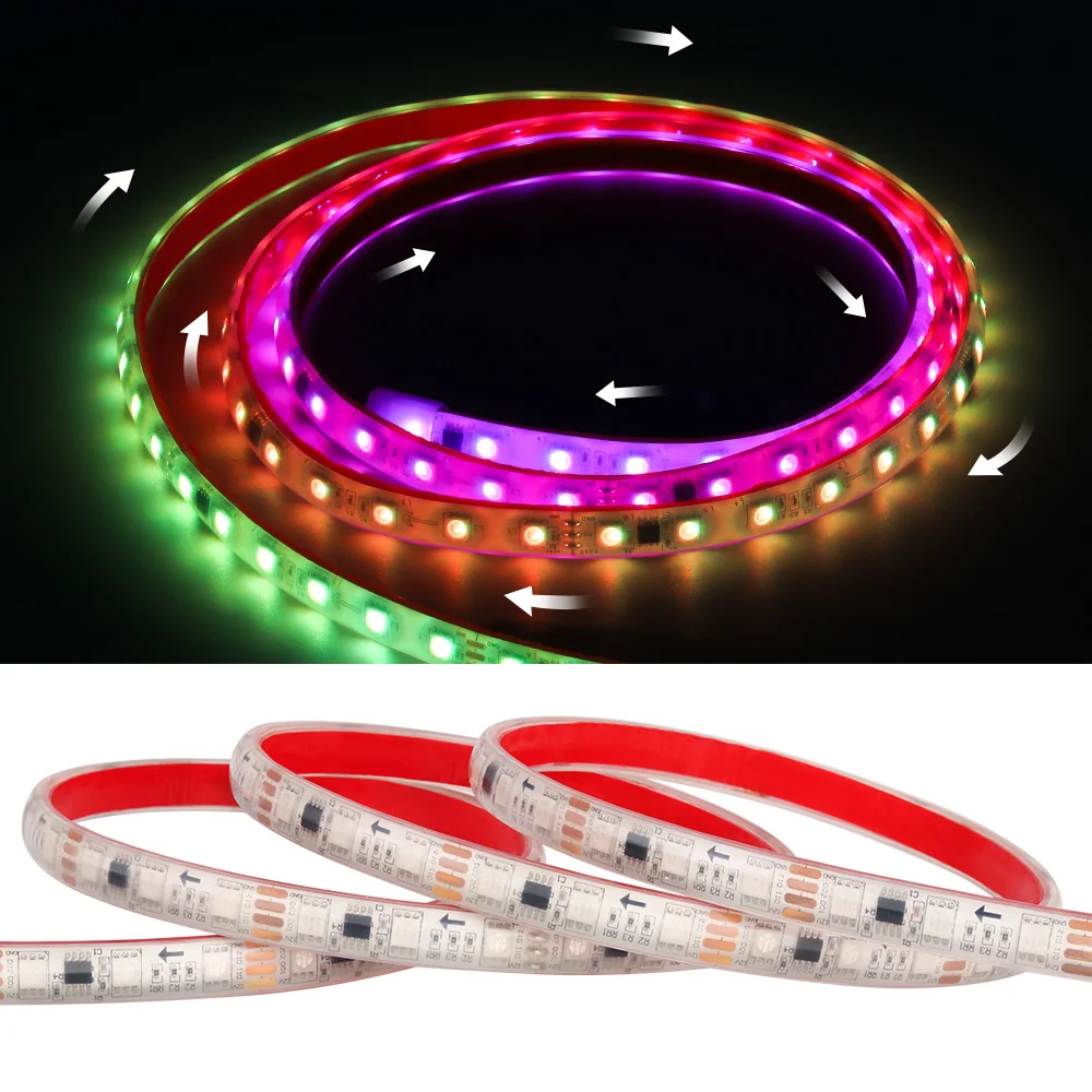 Tira de luces LED RGB SPI de píxeles IP67 resistente al agua para decoración del hogar DC 12V/24V 60LED/m cinta de luces LED flexibles Color de sueño igual con WS2811