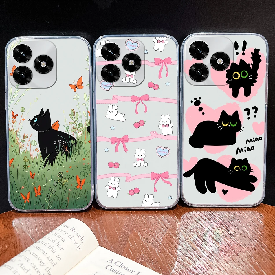 Para Honor X5C Plus Funda con patrones de flores de la suerte Funda de teléfono ligera transparente para Honor X 5C + parachoques de silicona TPU suave y delgado - imagen 5