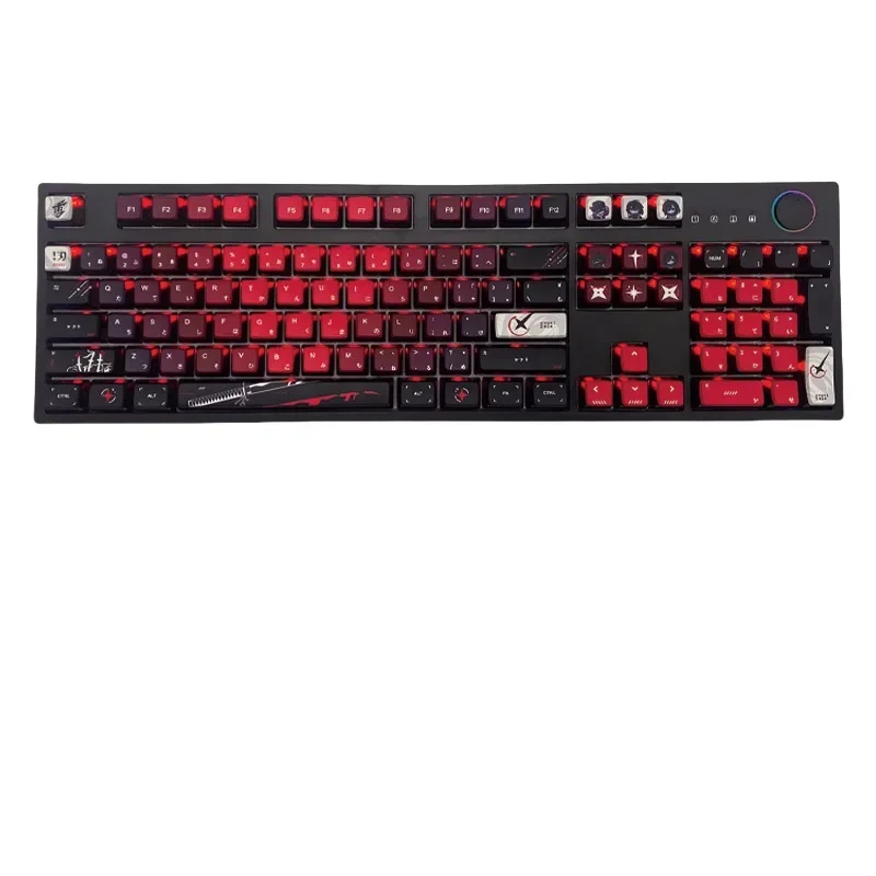 Teclas con temática samurái japonesa, texto japonés, sublimación, cuatro caras, transparentes, Pbt, Teclado mecánico personalizado - imagen 5