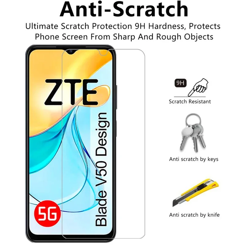 Funda de teléfono para zte blade v50 protector de pantalla de diseño de vidrio templado en bladev50 v 50 50v v50design contraportada 360 protectora - imagen 4