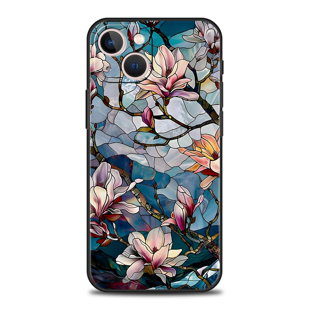 Funda de teléfono suave de TPU de lujo para iPhone 17 Air 16E 16 11 15 14 Pro MAX 12 13 7 8 Plus X XR XS SE 2022 cubierta flor mármol geometría - imagen 2