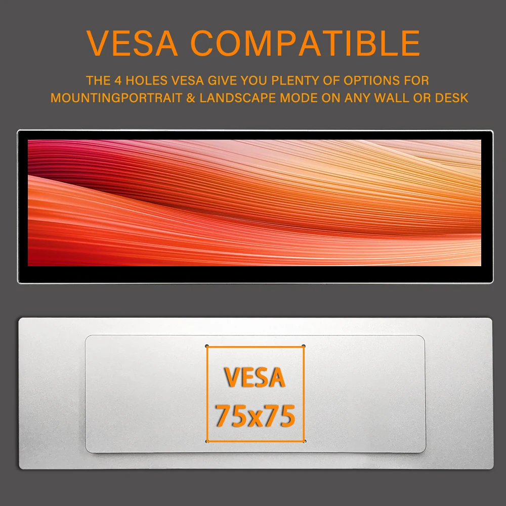 LESOWN-Monitor secundario de pantalla táctil, barra estirada, LCD, PC, tira de 2,5 pulgadas, HDMI, pantalla VESA Ultra ancha para ordenador, 14,5 K - imagen 5