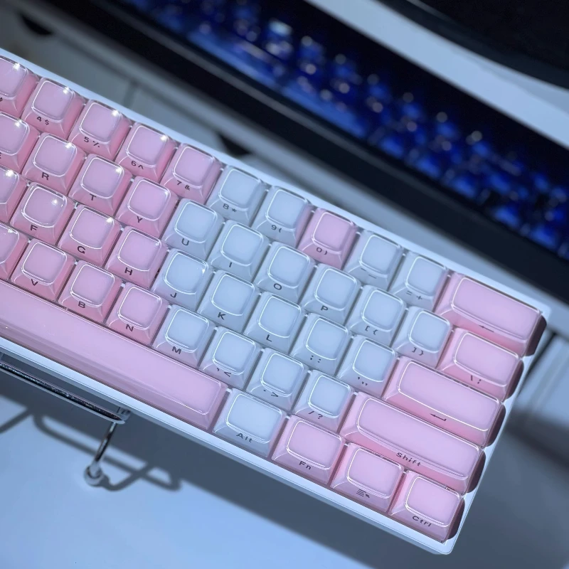 Teclas talladas laterales de gelatina de cristal personalizadas PBT PC + ABS tapa de llave de perfil de cereza bonitas tapas de teclas de punto de combinación transparente - imagen 4
