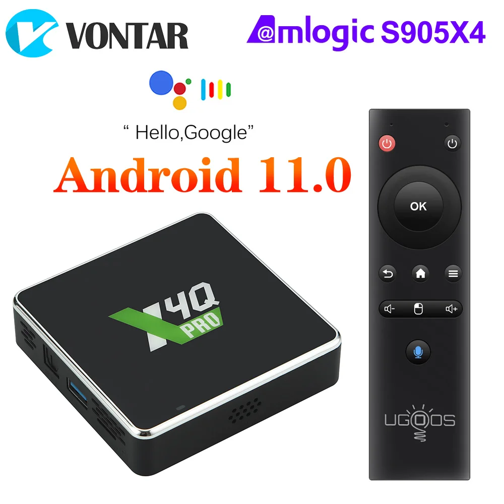 UGOOS-Dispositivo de TV inteligente X4Q Pro, decodificador con Android 11, Amlogic S905X4, LPDDR4, 4GB, 32GB, Winevine L1, CEC, HDR, 1000M, BT, 4K Cube, 2GB, 16GB Plus, 4GB, 64GB