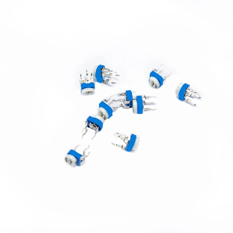 100 Uds Kit de resistencia ajustable azul blanco RM065 10 valores 500ohm-1M Ohm 6mm recortador resistencias variables - imagen 5