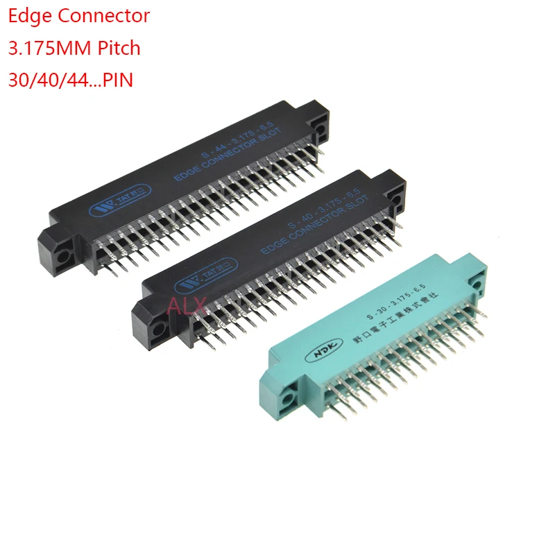 Ranura de conector de tarjeta de borde de 1 pieza, paso de 3.175mm, 30/40/44/56/60/72/80/86/100 Pines, PCB, enchufe de dedo dorado, orificios