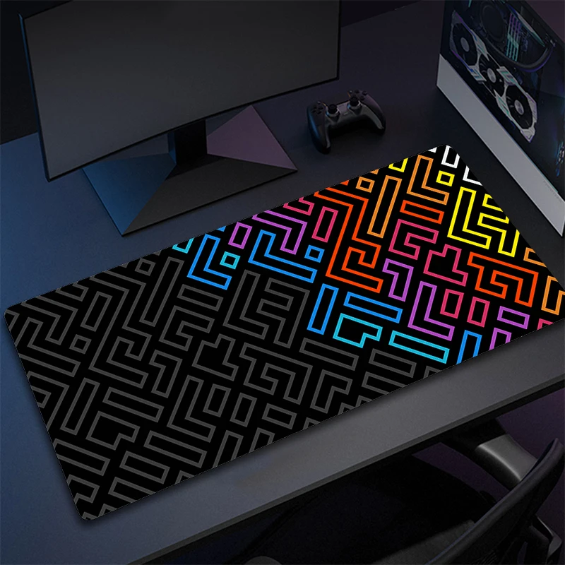 Alfombrilla de ratón de línea Simple multicolor, alfombrilla de ratón artística abstracta para juegos, alfombrilla de goma para Gamer, alfombrilla de ratón antideslizante grande para ordenador, alfombrilla de escritorio de goma - imagen 2