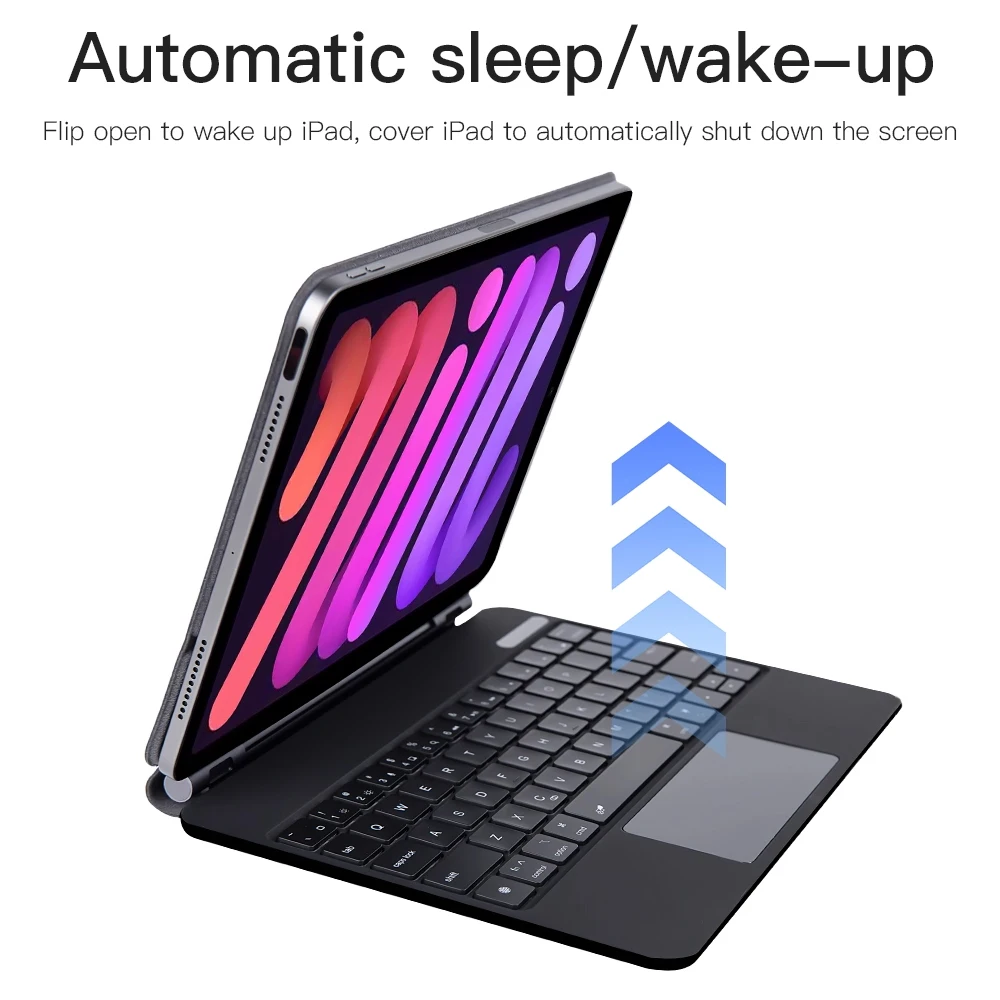 Teclado mágico magnético para iPad Por 12,9 2018-2022 para iPad Air 13 2024-2025 teclado inalámbrico con retroiluminación Bluetooth cubiertas inteligentes - imagen 4