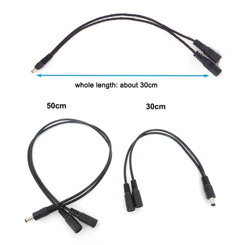 1 CC macho hembra a 2 vías doble macho hembra Cable enchufe 5,5*2,1mm 5,5x2,5mm 2A 5A 7A adaptador divisor de fuente de alimentación para tira de LED - imagen 4