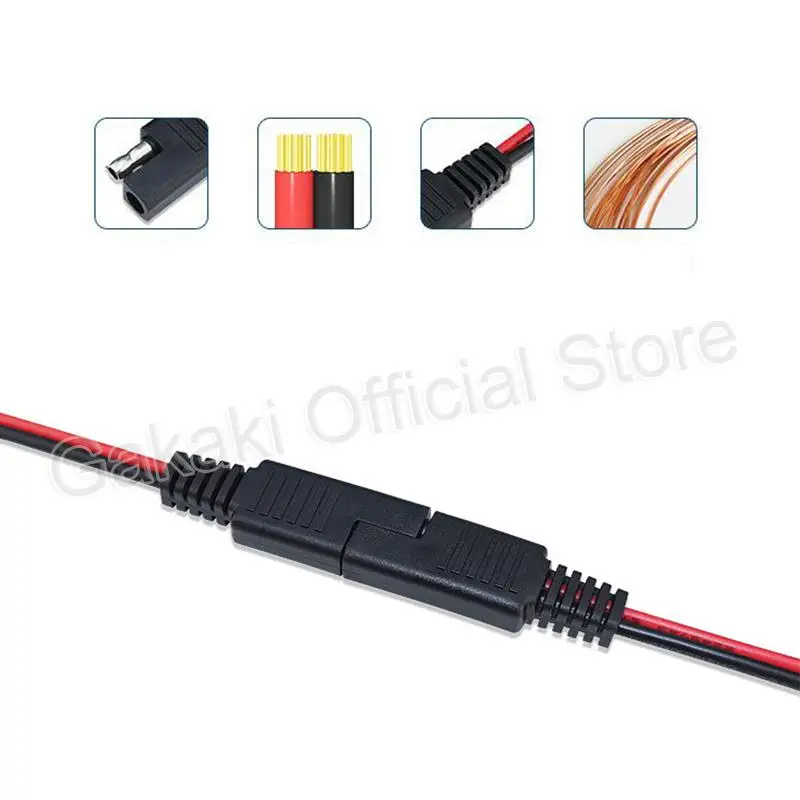 Cable de extensión automotriz SAE de 12V, 18AWG, 2 pines, conector DIY, línea macho hembra, Cable de cobre para batería de coche, Cable Solar - imagen 5