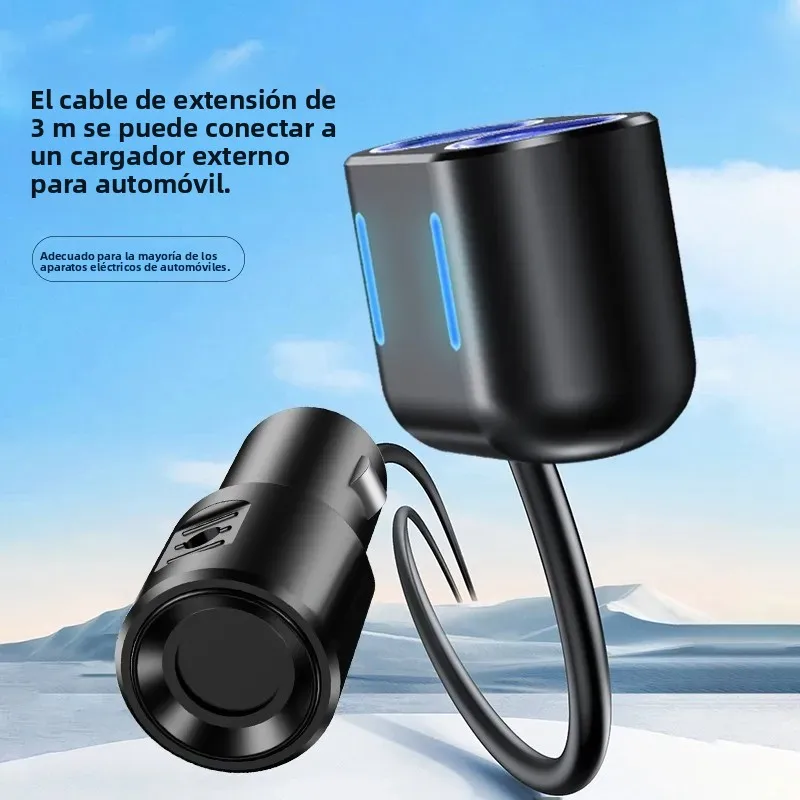 Cable de extensión para encendedor de cigarrillos de coche, 3M/85cm, 10A, cargador de 12V y 24V, Cable de enchufe para encendedor de cigarrillos, adaptador de enchufe hembra, accesorios para automóvil - imagen 5