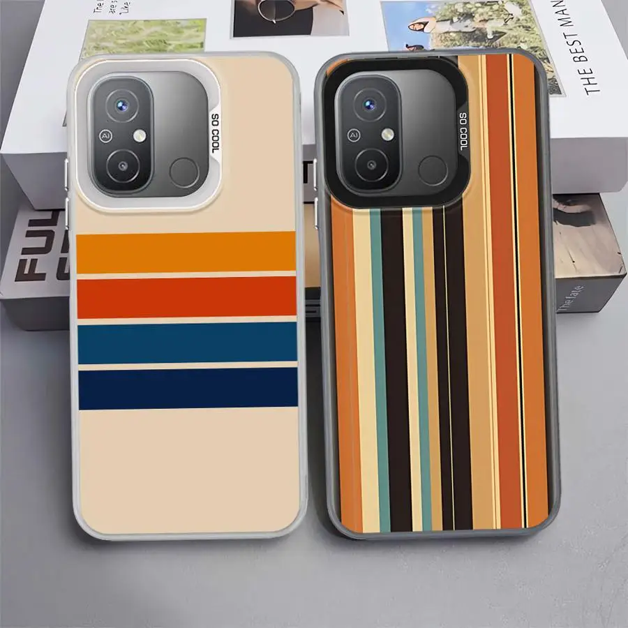 Funda trasera de teléfono con rayas Retro para Xiaomi Redmi 13C 14C 9C 12C 9T 10C K60 A5 A1 A2 Plus
