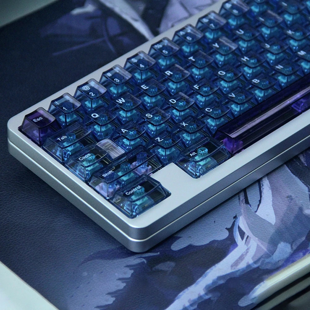 Teclas transparentes con gradiente azul, 156 teclas, perfil de cereza, almohadilla UV, teclas transparentes con interruptores Mx, Teclado mecánico - imagen 2