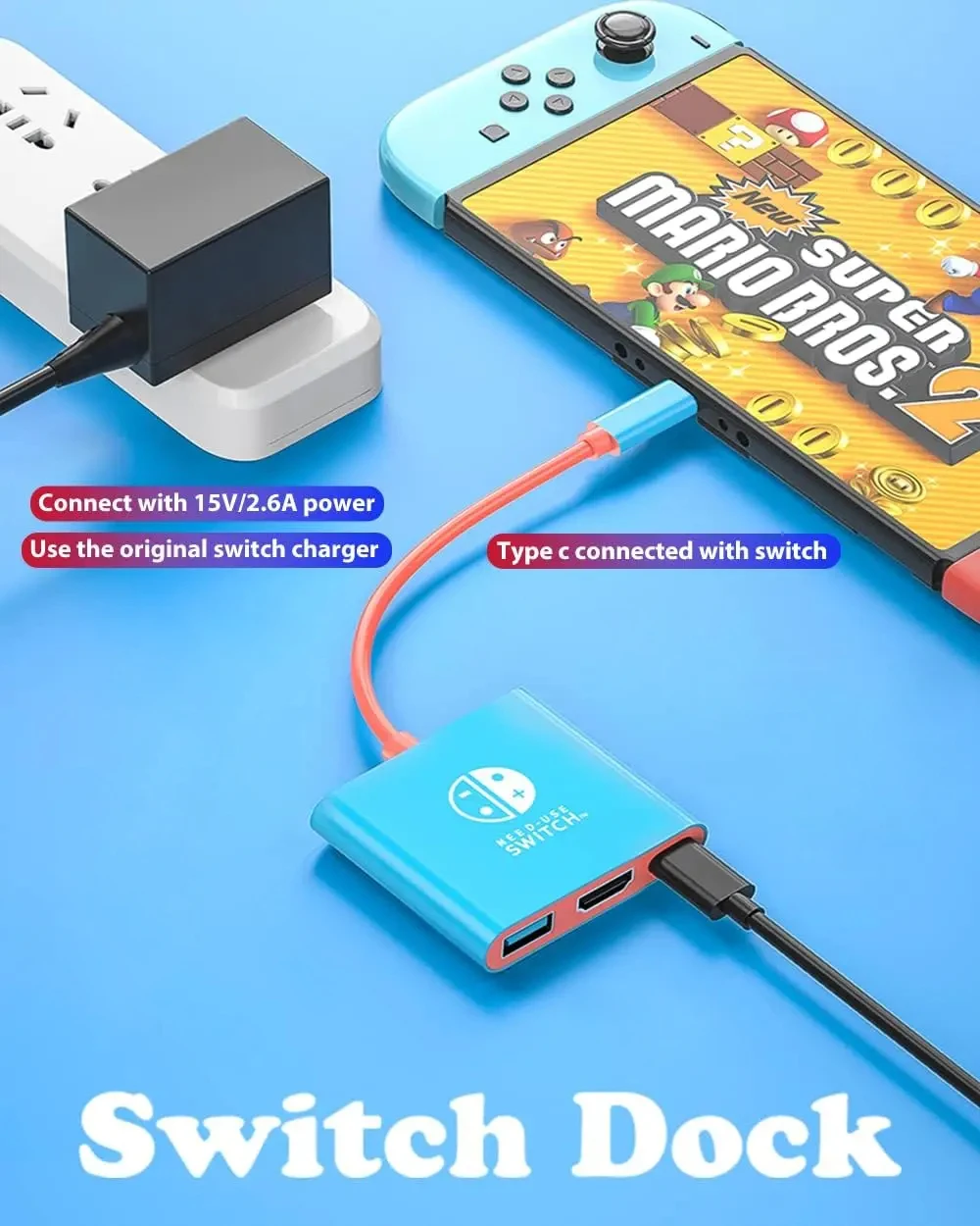 Adaptador USB C a HDMI compatible con interruptor 4K/1080P, modo de base de TV, adaptador Compatible con Steam Deck/Nintendo Switch/Switch OLED - imagen 2