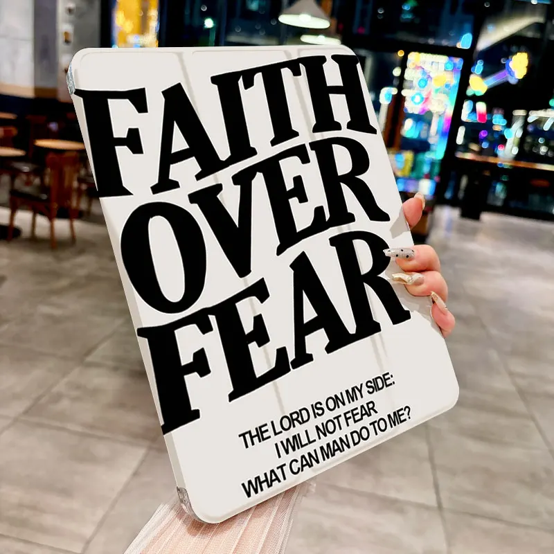 Ins FAITH OVER FEAR Funda para tableta triple para iPad pro 10/11/2020/6th/7th /8th /Air 3rd/Air 4th/9th gen/Air 5th Gen 2022/Air 11 - imagen 4