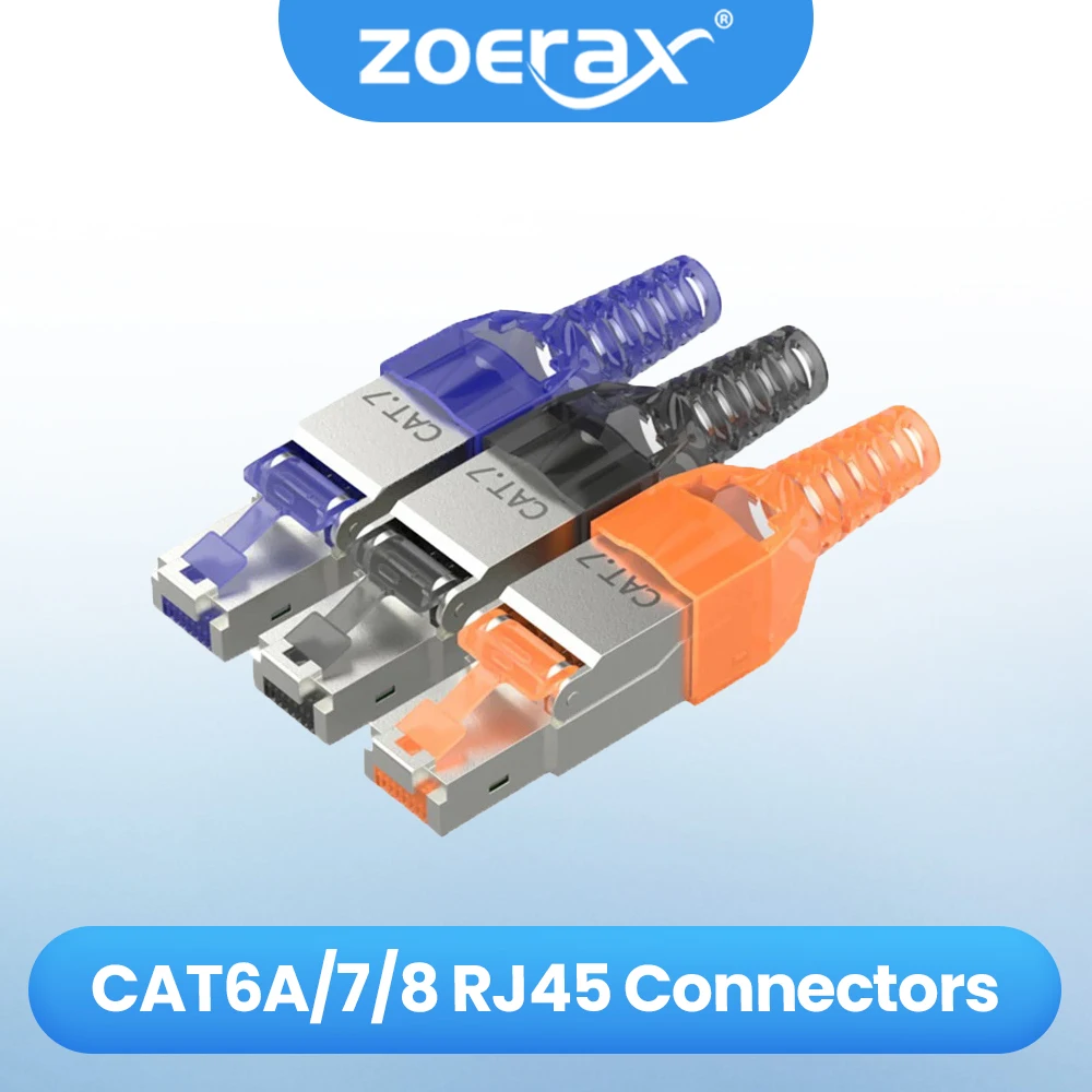 ZoeRax 10 conectores RJ45 Cat8 Cat7 Cat6a, enchufes de terminación Ethernet blindados de aleación de Zinc sin herramientas para Cables SFTP 23AWG - imagen 2