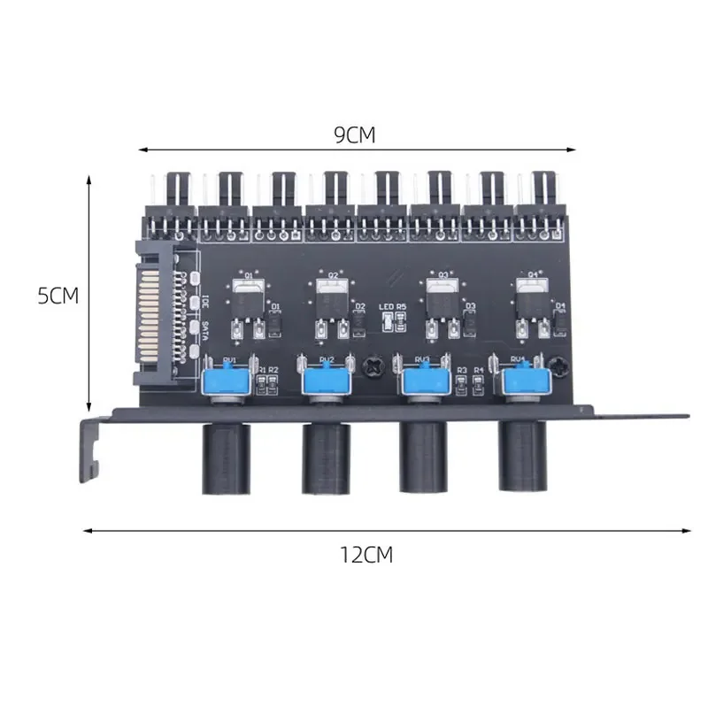 4 interruptores 8 puertos 3 pines 4 pines PWM controlador de Control de velocidad del ventilador Hub con fuente de alimentación Sata IDE Molex 12V ordenador portátil PC PCI - imagen 3